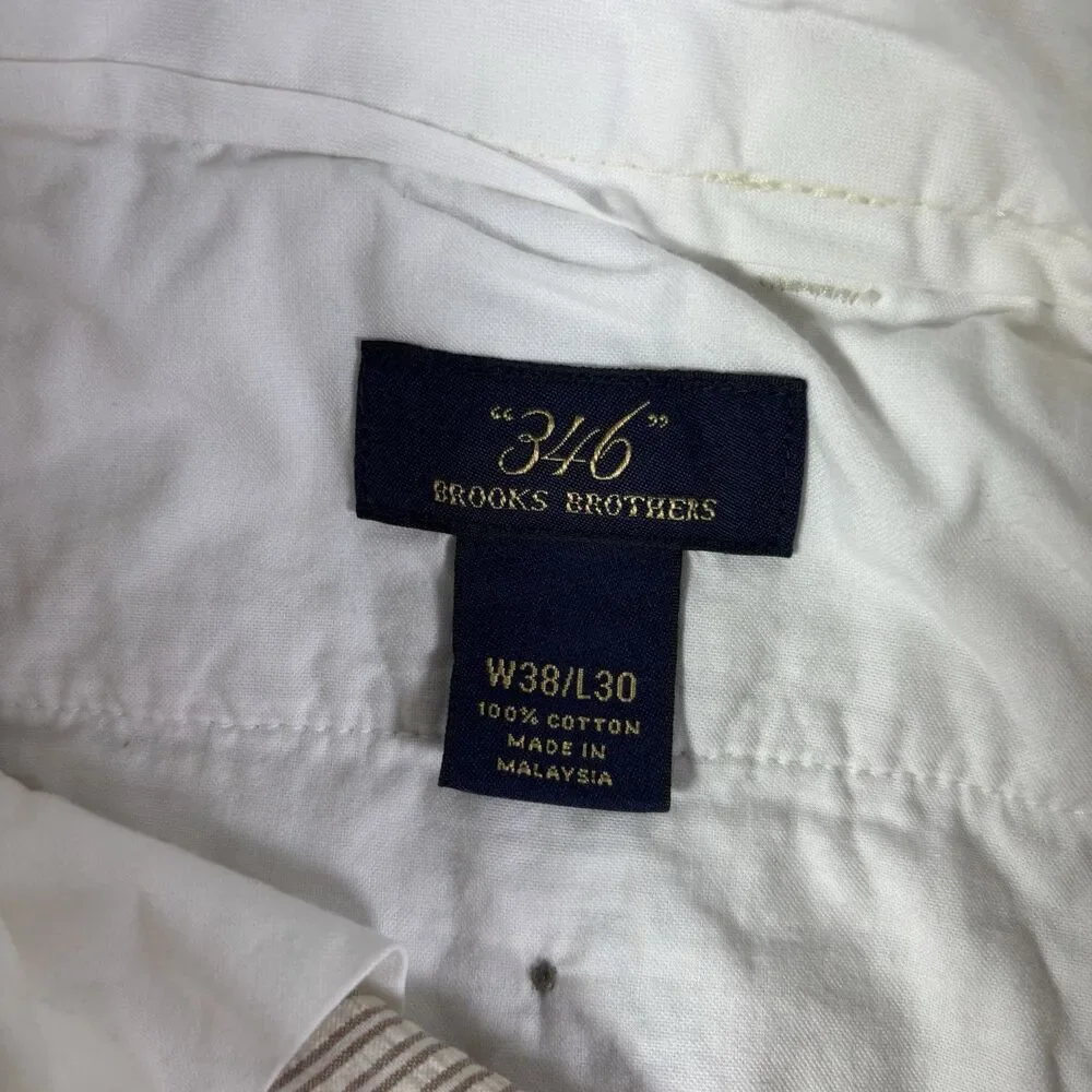 Brooks Brothers Seersucker Pants Mens 38x30 Beige Stripes Summer Business Preppy